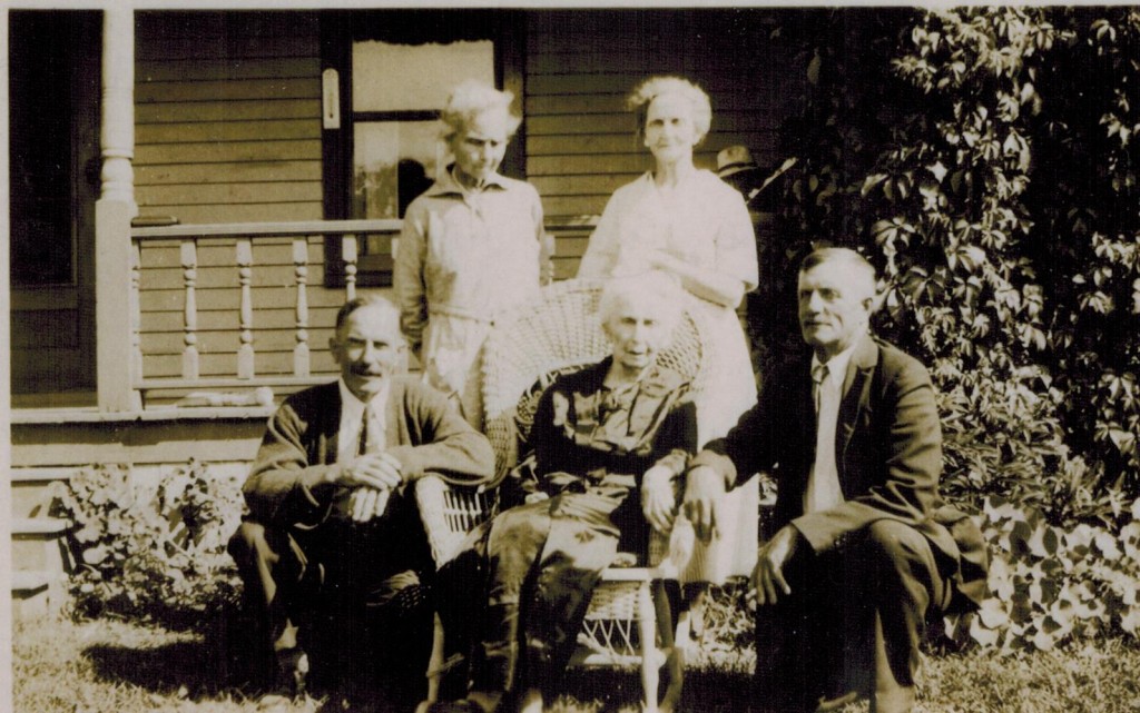 Sophia Eggleston with children Fred, Frank, Dora and Carrie (Barker) at Barker home in Somerville