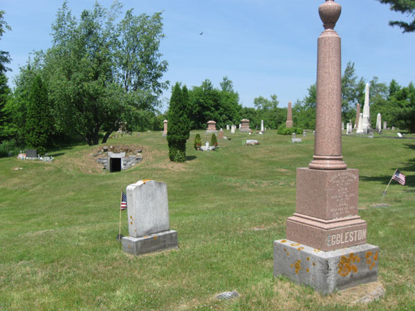 View of Old Kinne Cemetery and open vault near John Eggleston marker