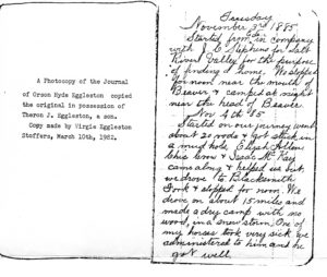 Orson Hyde Eggleston journal page 1 with note