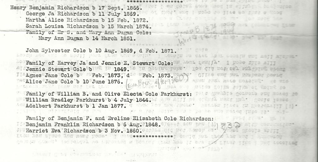 Cole & Richardson Family Genealogies