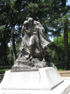 Statue in Mormon Pioneer Cemetery at Winter Quarters, Nebraska