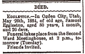 Samuel Eggleston death notice